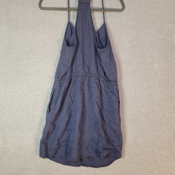 Cynthia Rowley Womens Linen Summer Dress 4 Halter Pockets Blue - Picture 10 of 15